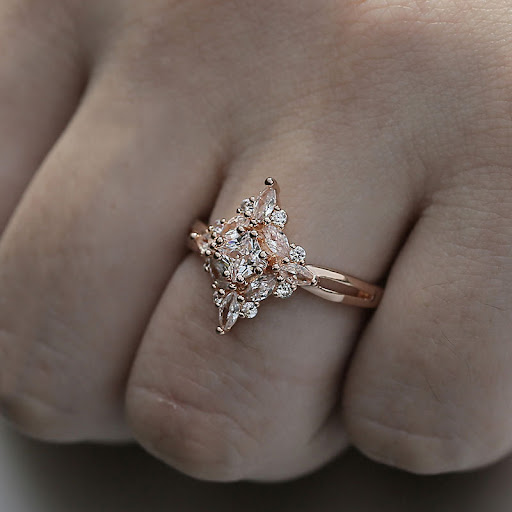 Title 4, Rose Gold Zircon Ring for women. Sparkling, ele...