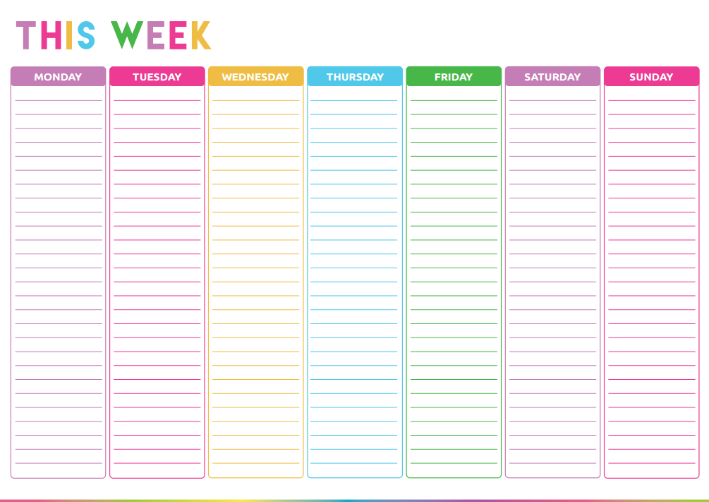 colorful weekly to do list