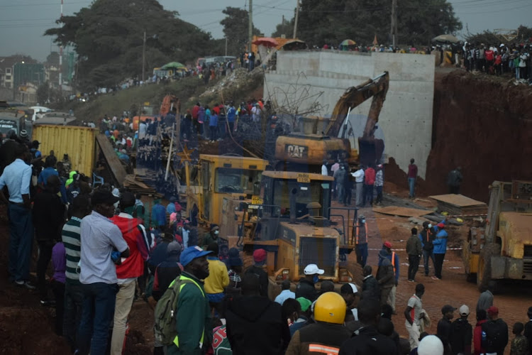 Ongoing rescue mission following the collapse of a flyover under construction in Kangemi.