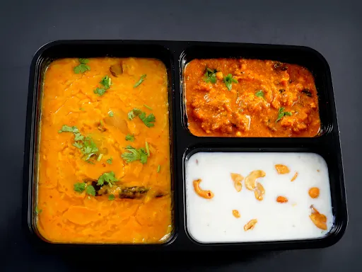 Ghee Sambhar And Kaju Curd Rice With Keema