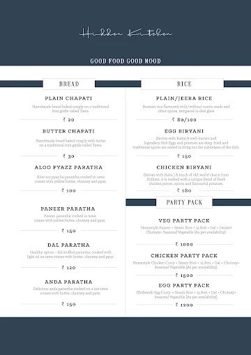 Hidden Kitchen menu 