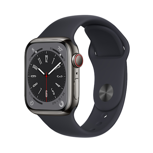 Đồng hồ thông minh/ Apple Watch Series 8 GPS + Cellular 41mm Graphite Stainless Steel Case with Midnight Sport Band - Regular MNJJ3VN/A