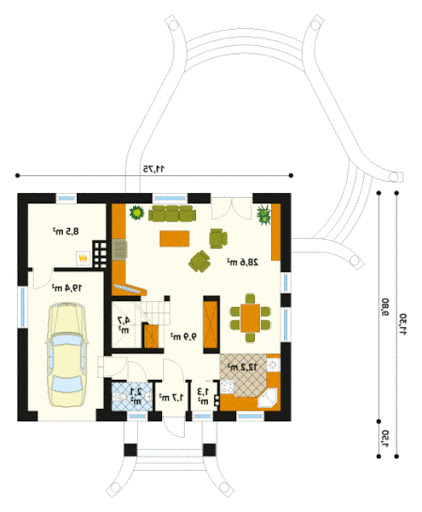 Chaber 2 CE - Rzut parteru