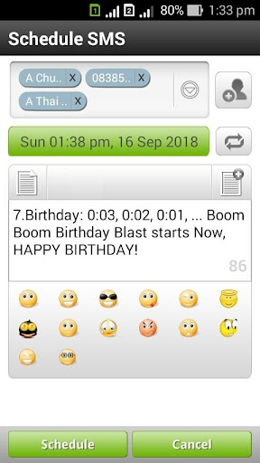 TextSchedule Auto SMS Emoticon
