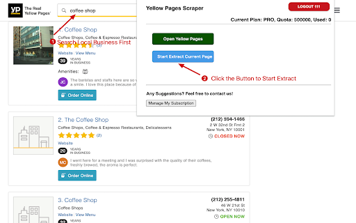 Инструмент за извличане от Yellow Pages