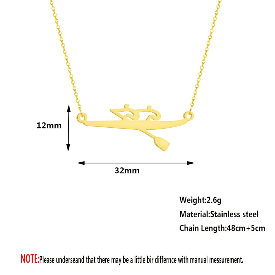 Roestvrijstalen enkele roeiketting ornament. Stijlvol accessoire voor roeiers, waterbestendig, ideaal cadeau, duurzaam en elegant.