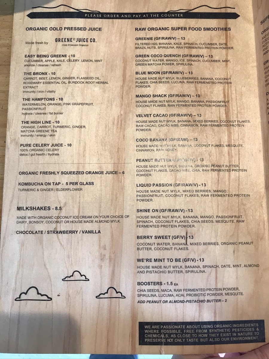 Combi Elwood gluten-free menu