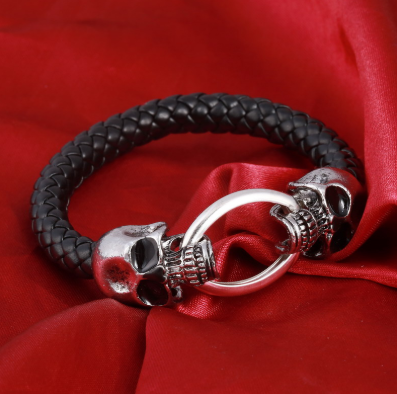 Bracelet masculin tissé en cuir PU