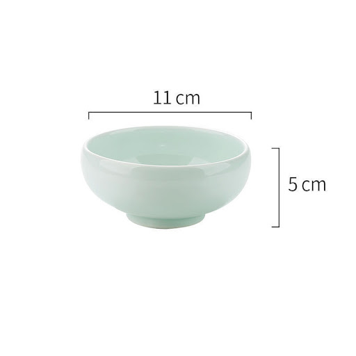 Title 2, Ceramic bowl, drum-shaped for rice and soup. A ...