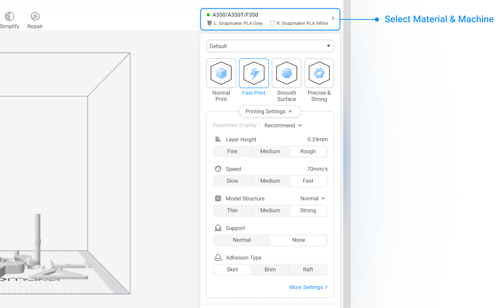 Material Settings in Snapmaker Luban