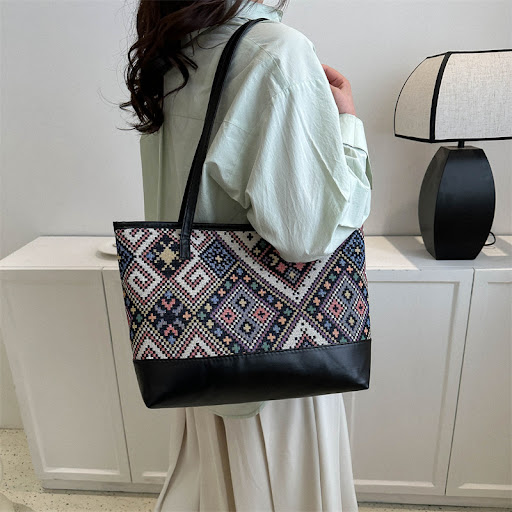 Title 3, Retro Ethnic Style Casual Contrast Color Should...