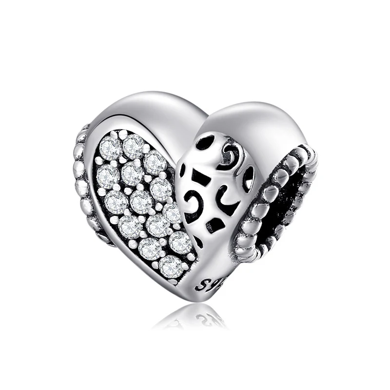 S925 Prata Esterlina Contas Pingente Coração Love Beads Pulseira DIY Acessórios Contas Soltas Crie sua pulseira de amor com pingentes.