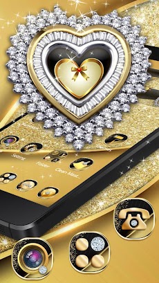 Gold Diamond Shiny Heart Themeのおすすめ画像1