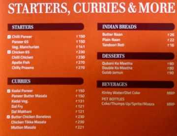 Paradise menu 