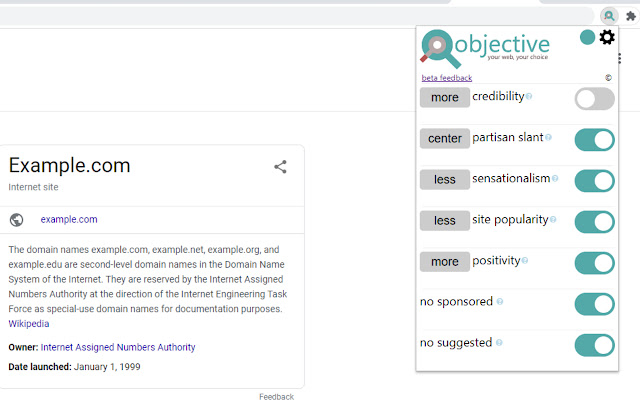 Objective (beta) chrome extension