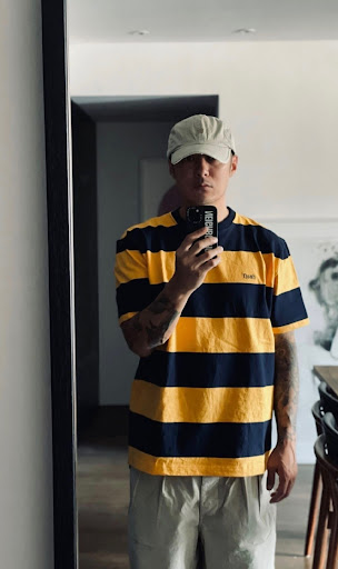 Title 2, Mens Summer Black and Yellow Striped Couple T-...