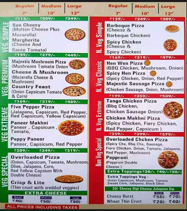 Pizza 24*7 menu 