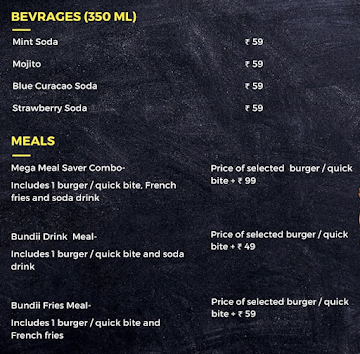 Burgerr Bundii menu 