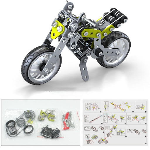 Title 2, Metal Building Blocks Motorcycle Model Assembli...