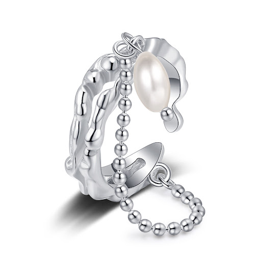Title 3, S925 Silver Double-layer Irregular Cross Pearl ...