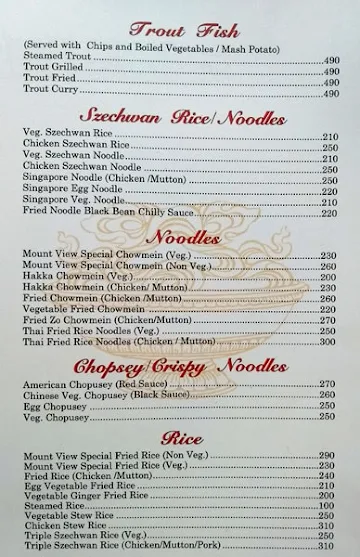 Mount View's Noodles menu 