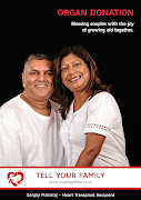 SECOND CHANCE: Sanjay Maharaj and his wife posing for the Love Life Gift Life's national poster campaign. Maharaj received a new heart from a donor eight years ago