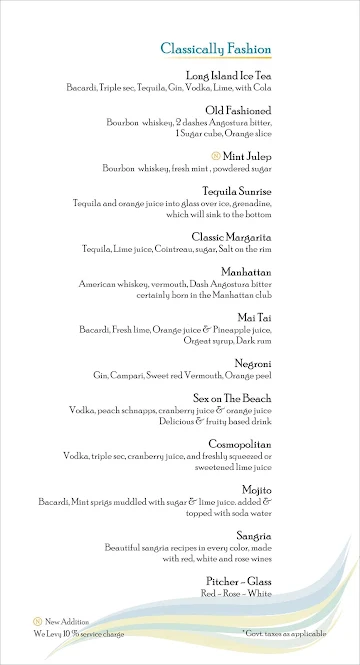 Breeze Lounge menu 