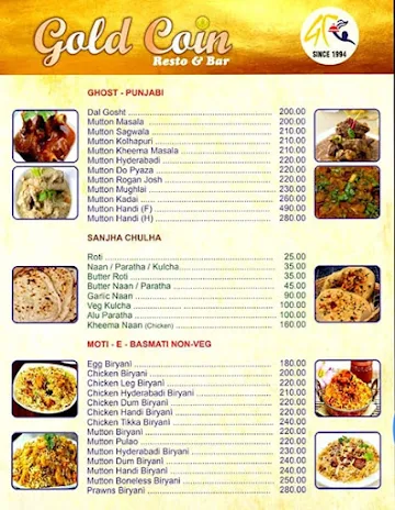 Gold Coin Bar & Restaurant menu 