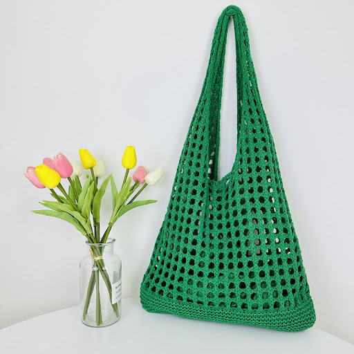 Title 3, Knitted hollow beach tote bag, large size. Idea...