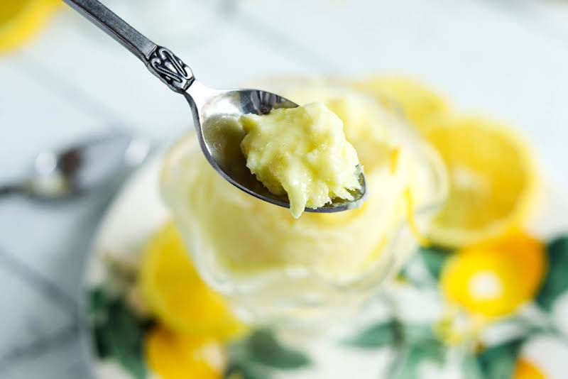 Texture Of The Lemon Ice Cream.