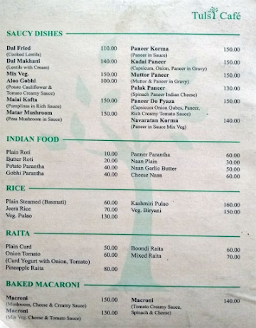 Tulsi Cafe Rishikesh menu 