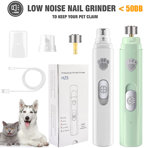 Electric Dog Nail Grinder Pet Nail Clipper USB Rechargeable Pet Nail Trimmers Painless with Polisher Wheel for Small/Lar
