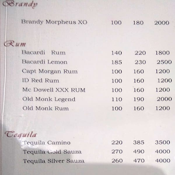 De Liquid Bar menu 