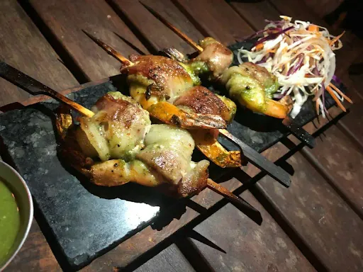 Grilled Bacon Wrapped Prawns