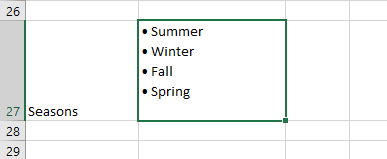 Paste the copied bullet points into Excel