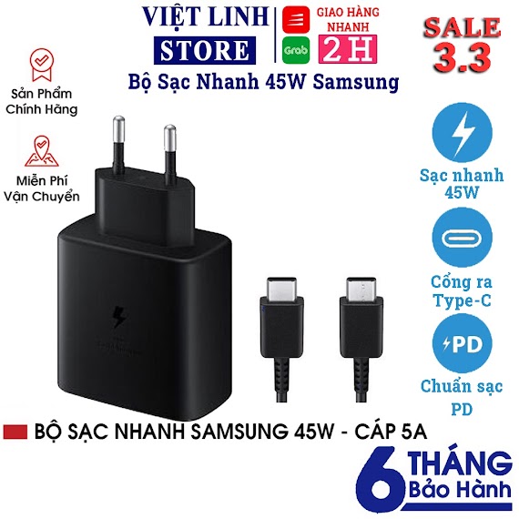 Sạc Nhanh Samsung 45W Galaxy Note 10 Plus Note 20 S20 Ultra Note 10 Plus - Việt Linh Store