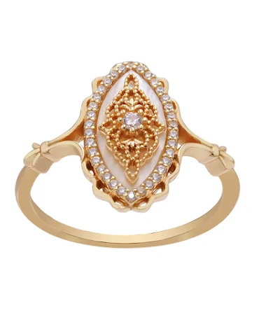 Natuurlijke vintage ring van witte - 0