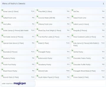 Nathu's Sweets menu 