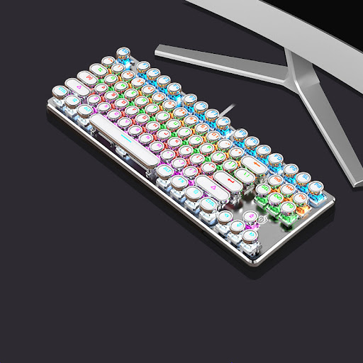 Title 6, Steampunk Mechanical Keyboard And Mouse Set Ret...