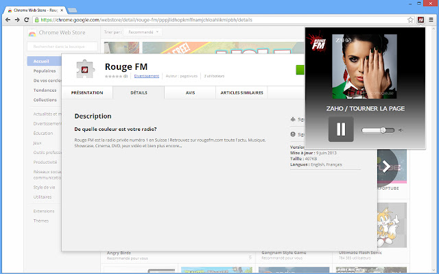 Rouge FM chrome extension