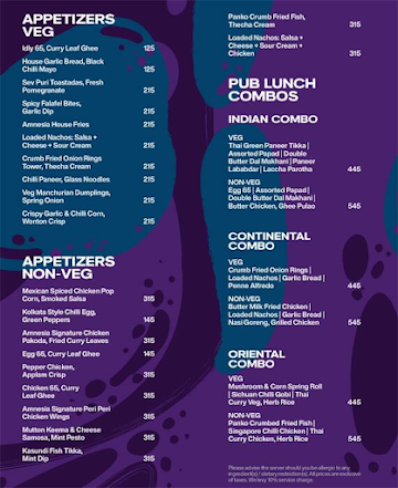 Amnesia menu 