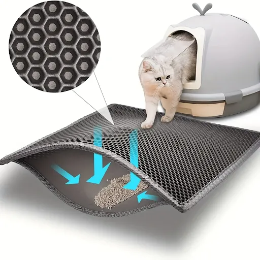 EVA Double Layer Cat Litter Trapping Mat, Non-slip Washable Cat Litter Box Cleaning Mat Cat Toilet Mat