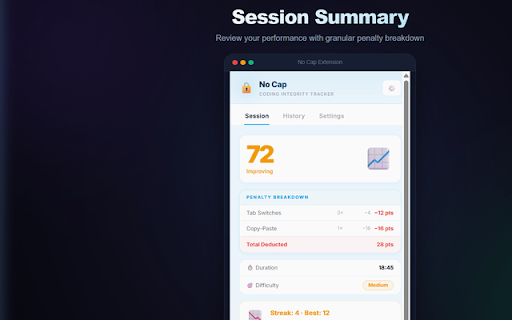 No Cap – Coding Integrity Tracker screenshot 3