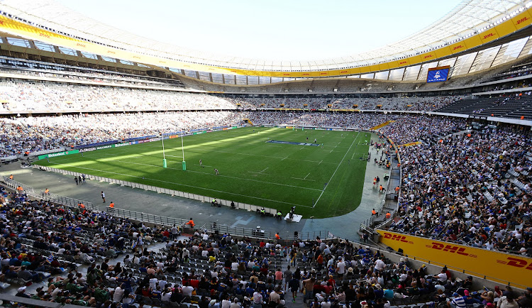 A general view of Cape Town Stadium during the Heineken Champions Cup round of 16 match between the Stormers and Harlequins on April 1. The stadium will host the URC quarterfinal between archrivals the Stormers and the Bulls. Picture: GALLO IMAGES/EJ LANGNER