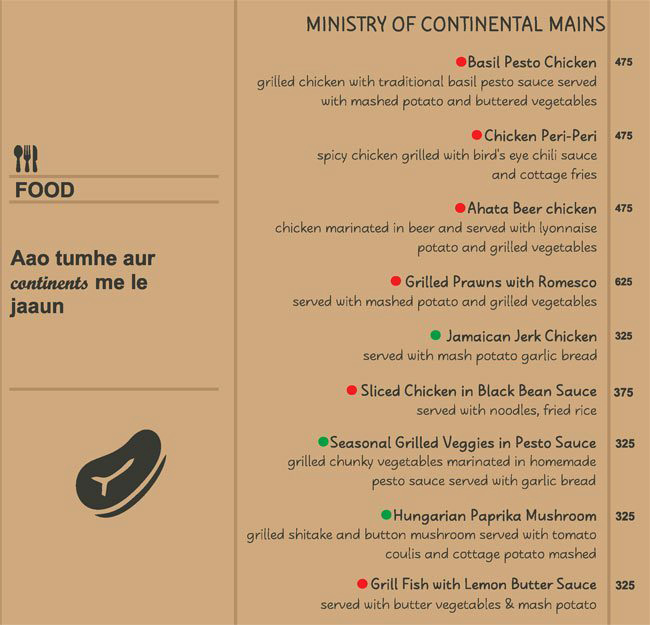 Menu Of Ministry Of Bar Exchange Sector 26 Chandigarh Magicpin