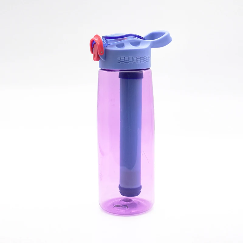 Copo de água de plástico filtrante para atividades ao ar livre, camada única, perfeito para trilhas, acampamentos, água limpa e segura sempre.