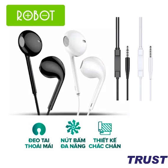 Tai Nghe Nhét Tai Có Dây - Robot Re10 - Nghe Nhạc Đàm Thoại - Cổng Kết Nối 3.5Mm - Bảo Hành 12 Tháng 1 Đổi 1