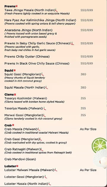 Tunga Bar Restaurant menu 