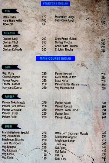 Mahabaleshwar Family Restaurant menu 