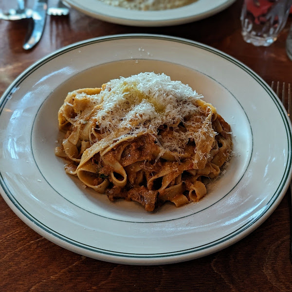 Duck ragu with gluten-free pasta